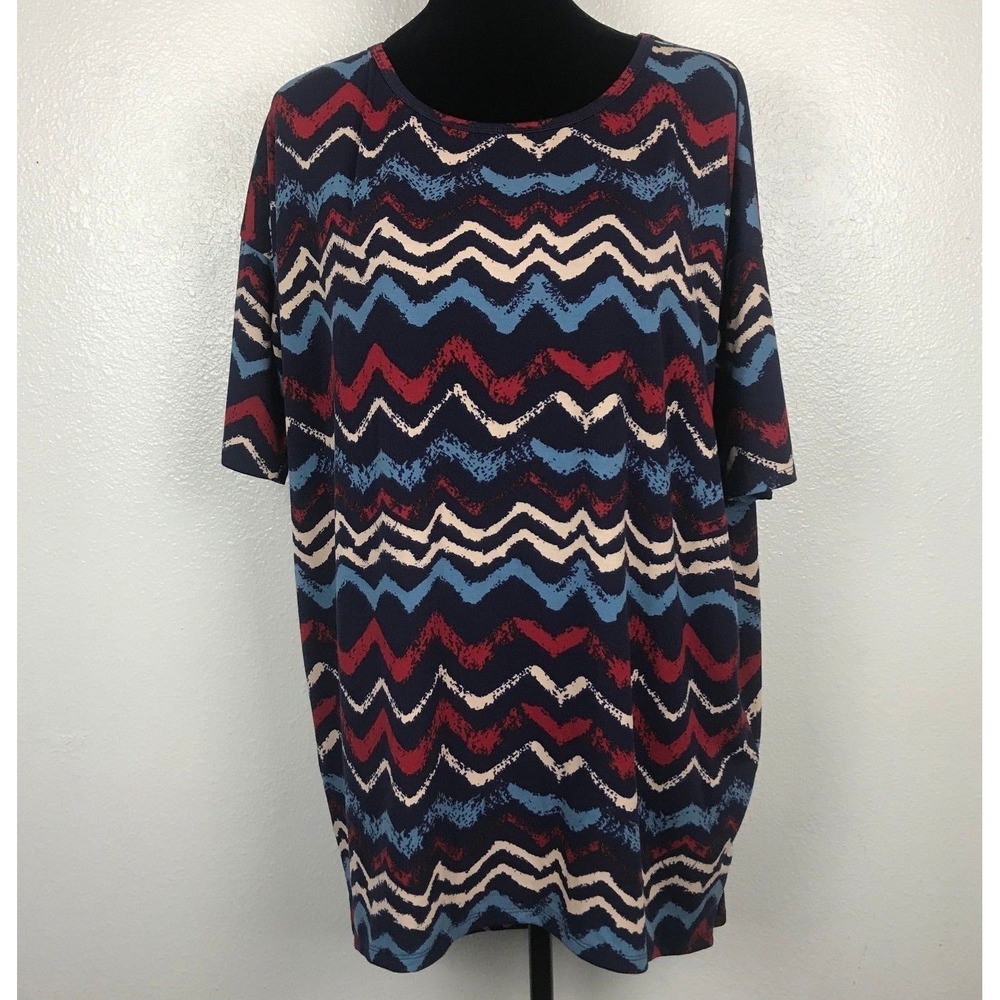 LuLaRoe Irma Tunic Top Blue Multicolor Fresh Comfy Size Small‎